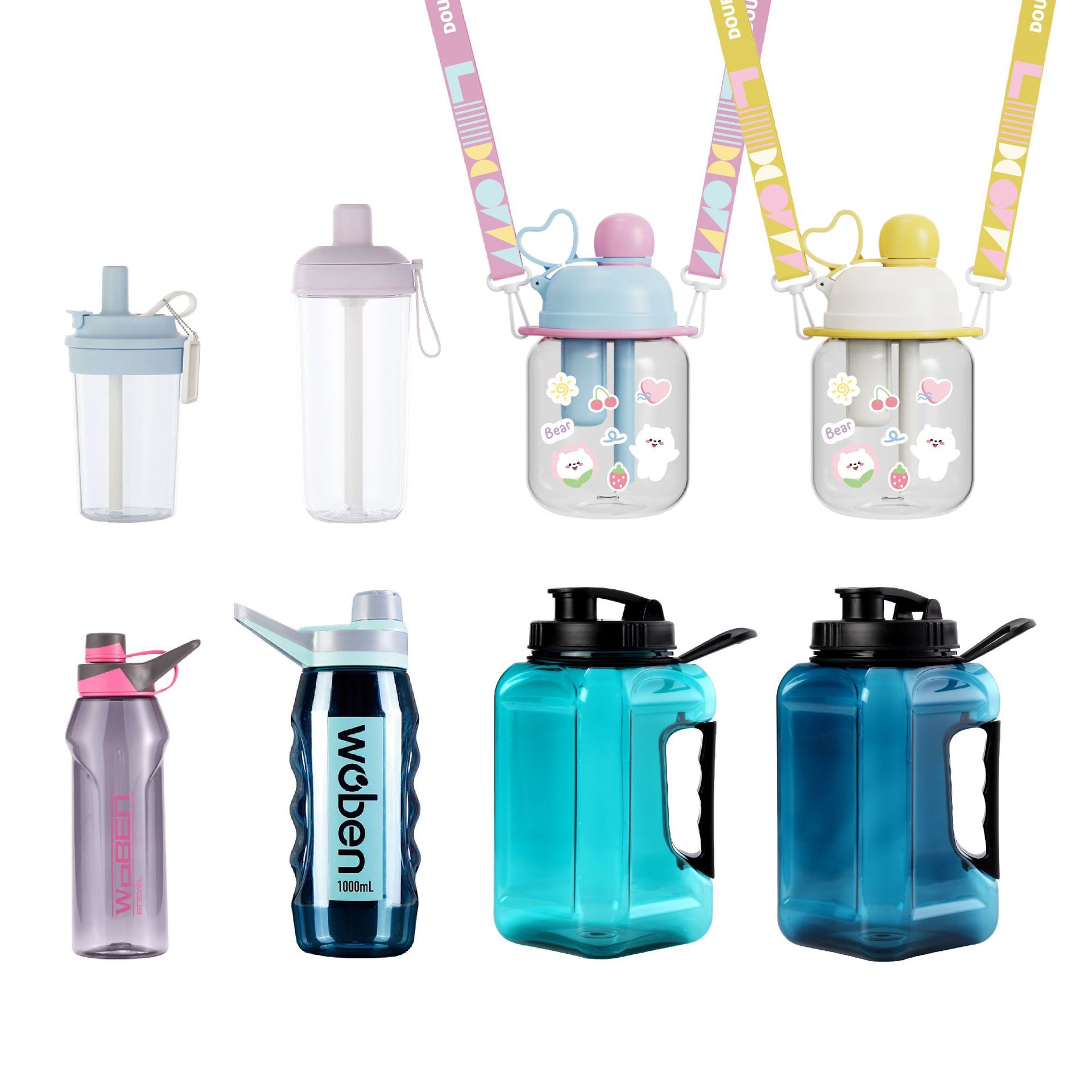 Botella de agua deportiva de verano para estudiantes, de Tritan (grado alimenticio), gran capacidad, personalizable, venta al por mayor.