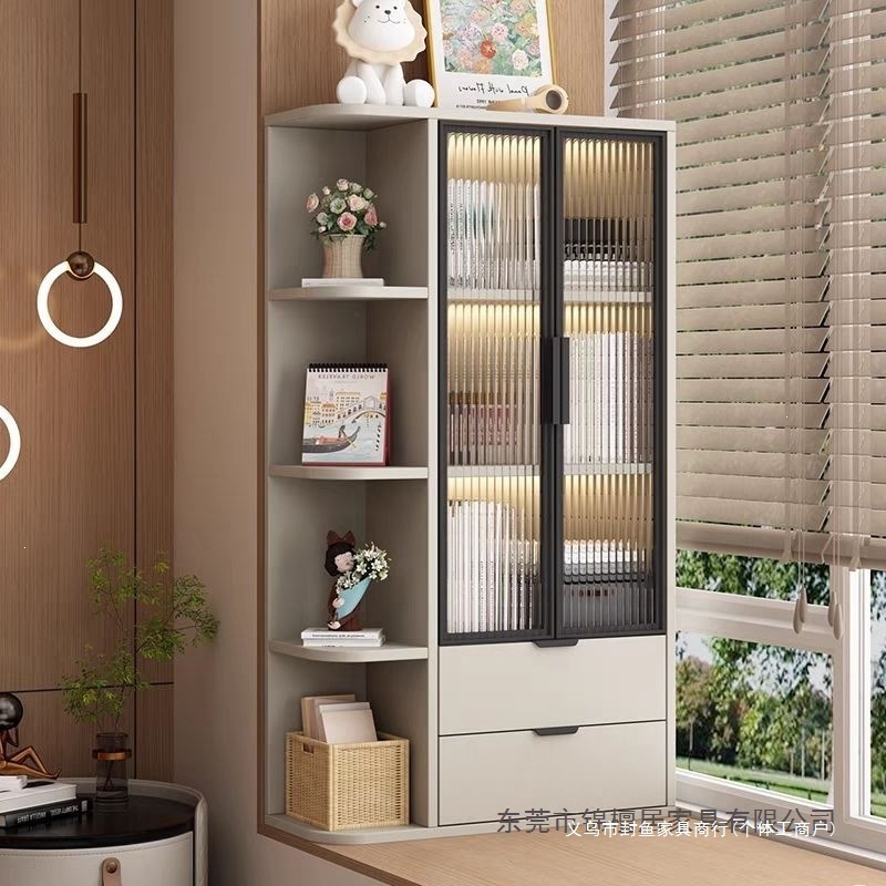 Solid wood bay window cabinet, storage cabinet, cream-style bookcase, windowsill storage cabinet, sun-proof glass cabinet, bedroom storage cabinet