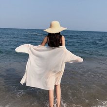 泳衣遮挡纱夏季海边沙滩泳衣罩衫防晒衣透明超薄宽松长袖性感女潮