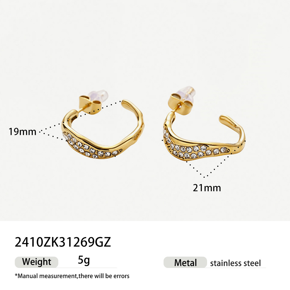 TENA Europa y los Estados Unidos transfronterizos galvanizados de acero inoxidable 18k aretes de oro ligero lujoso de alto nivel parecen cientos de aretes de diamantes para mujeres