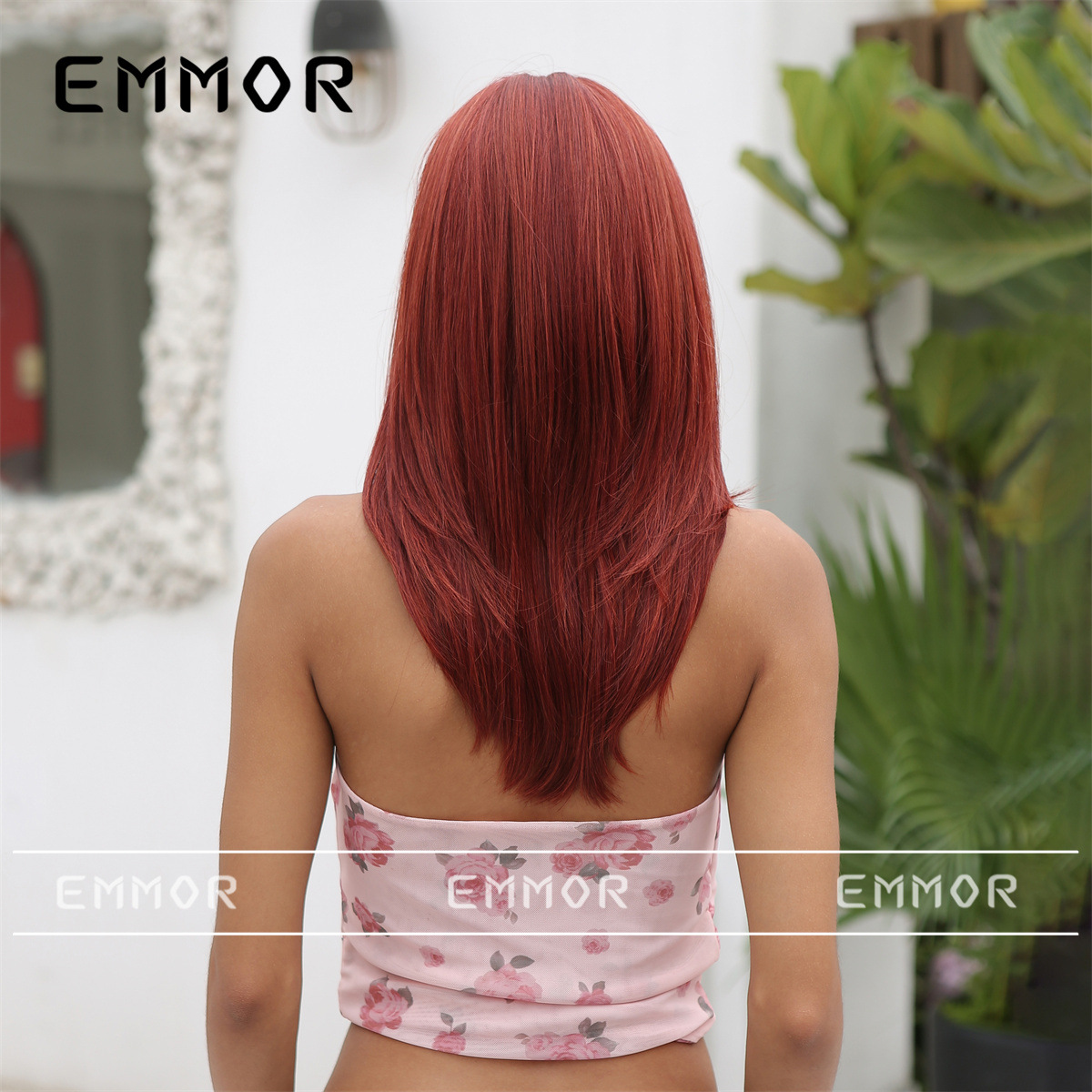 Peluca de temperamento en capas mujer flequillo de ocho caracteres cabello de longitud media micro-volumen simulación peluca natural cubierta de la cabeza completa cabello