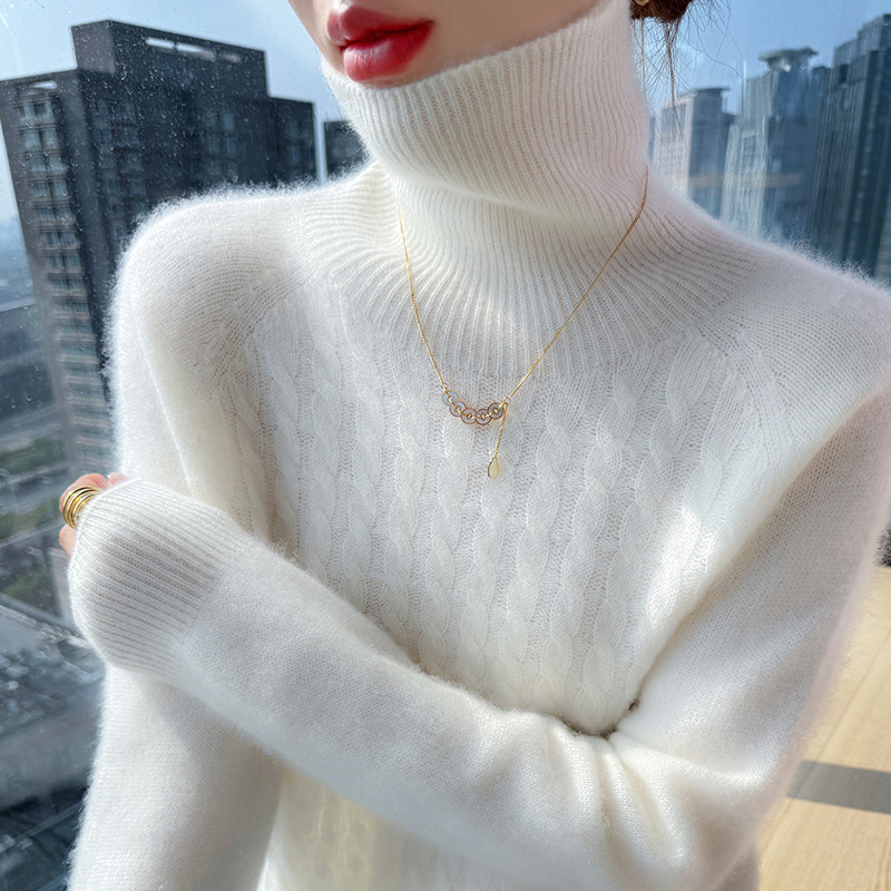 Direct from the manufacturer: high-neck twisted-knit wool sweater for women, thick and loose-fitting long-sleeve knit pullover, versatile for autumn and winter, suitable for cross-border sales Direct from the manufacturer: high-neck twisted-knit wool sweater for women, thick and loose-fitting long-sleeve knit pullover, versatile for autumn and winter, suitable for cross-border sales