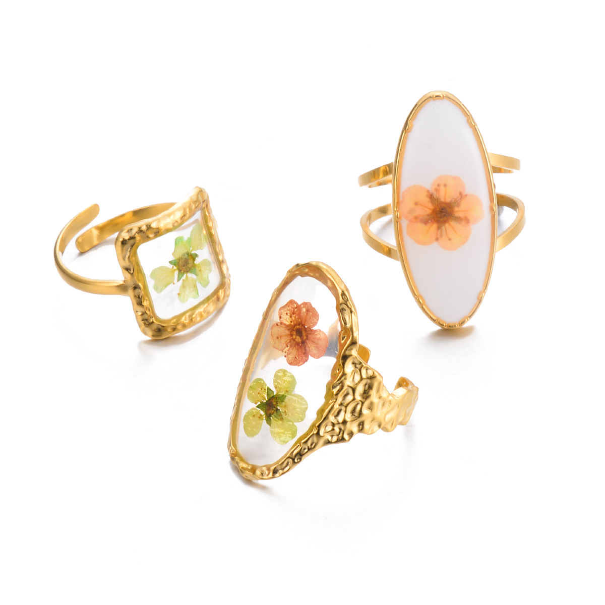 Simple Style Classic Style Flower 304 Stainless Steel Gold Plated Rings In Bulk display picture 6