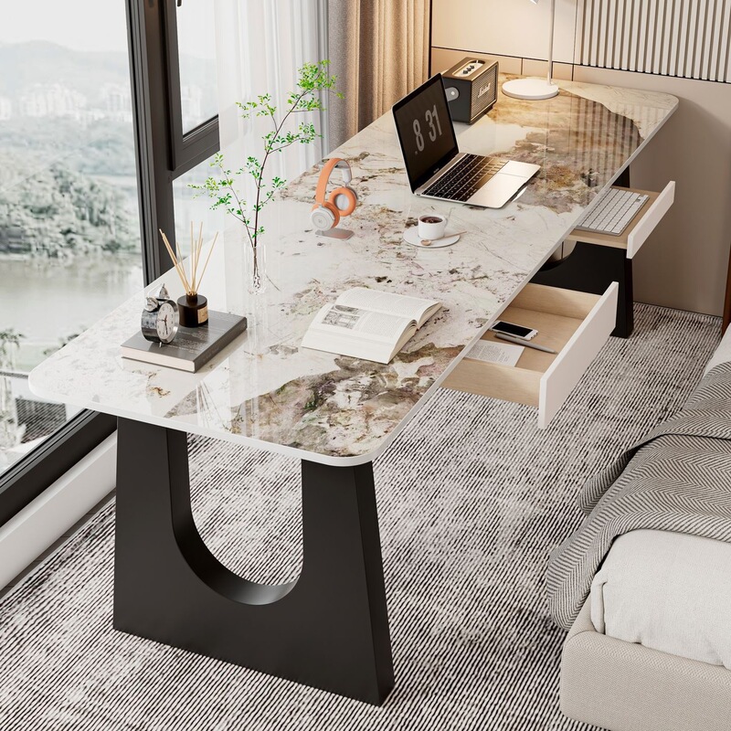 Light Luxury Slate Computer Desk, Desktop Table, Bedroom Home Student Desk, Modern Writing Desk, Simple Office Desk, Tea Table Light Luxury Slate Computer Desk, Desktop Table, Bedroom Home Student Desk, Modern Writing Desk, Simple Office Desk, Tea Table