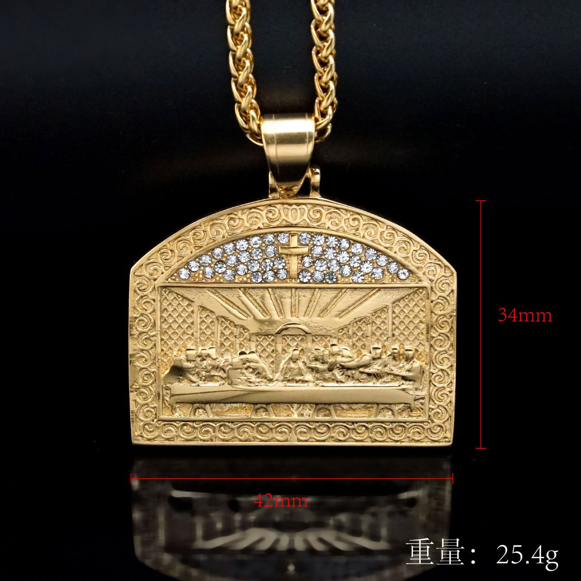 32g Weight Pendant Jewelry Making Type Titanium Steel Chain Material Modern Style Last Supper Titanium Steel Plating Men's Men Pendant Necklaces