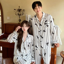 2025新款情侣睡衣女春季卡通可爱长袖长裤套装简约薄款舒适家居服