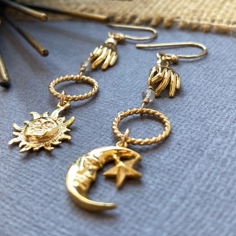 Drop Earrings Classification 1 Pair Retro Classic Style Sun Moon Plating Alloy Drop Earrings