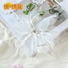 高级感小仙女手工羽毛纱花立体花边钉珠时尚毛衣贴花礼服童装辅料