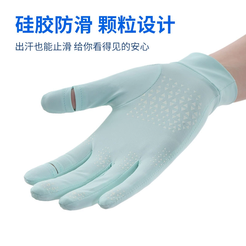Индивидуальные перчатки из ледяного шелка для женщин, тонкие солнцезащитные перчатки, нескользящие, легкие, дышащие и износостойкие спортивные велосипедные перчатки с половиной пальца.