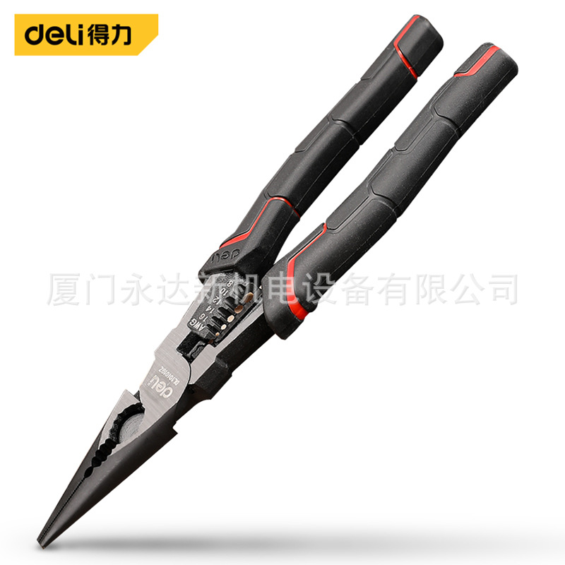 总代里批发得力工具DL101019Z多功能尖嘴钳9寸省力型高寿命铬钒钢