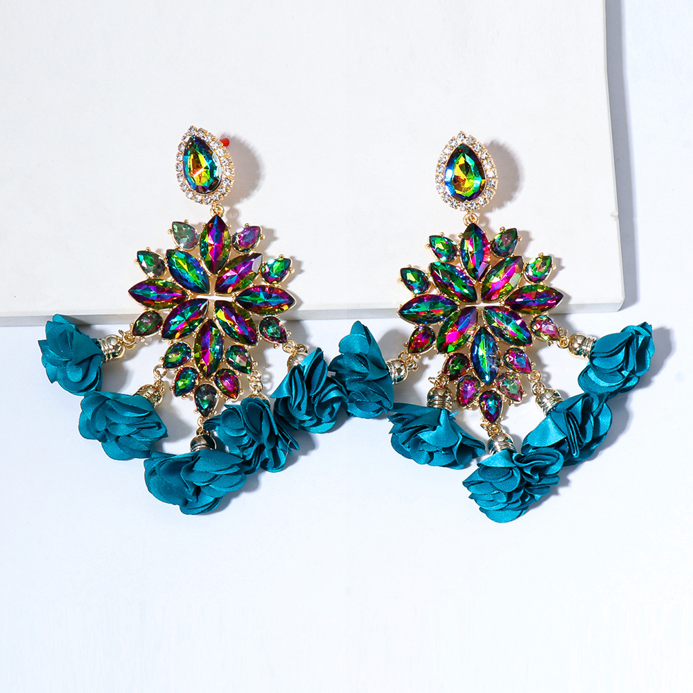 new bohemian color diamond flower earrings personalized wholesale
