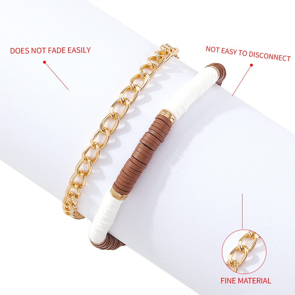 European And American Jewelry Geometric Soft Ceramic Bracelet Set Retro Simple Hollow New Jewelry Female display picture 5