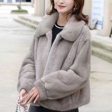 中年美女仿水貂海宁2025冬季新款女装皮草外套女短款方领