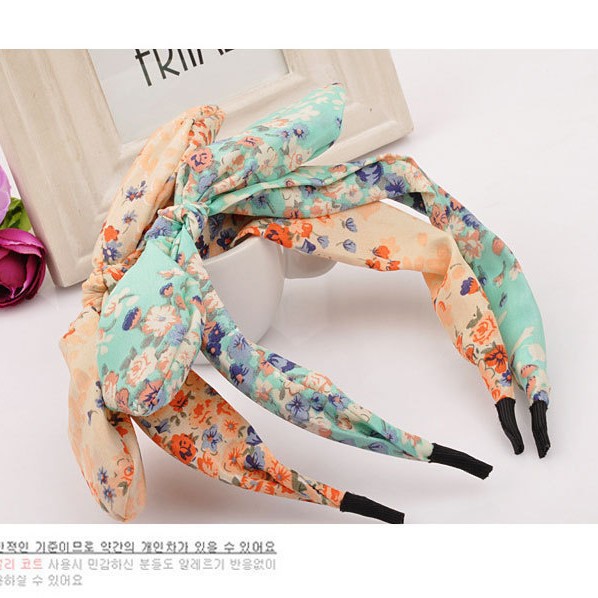 Tocado accesorios para el cabello al por mayor arroz bandera floral Orejas de conejo diadema Corea del Sur moda Polka Dot arco diadema