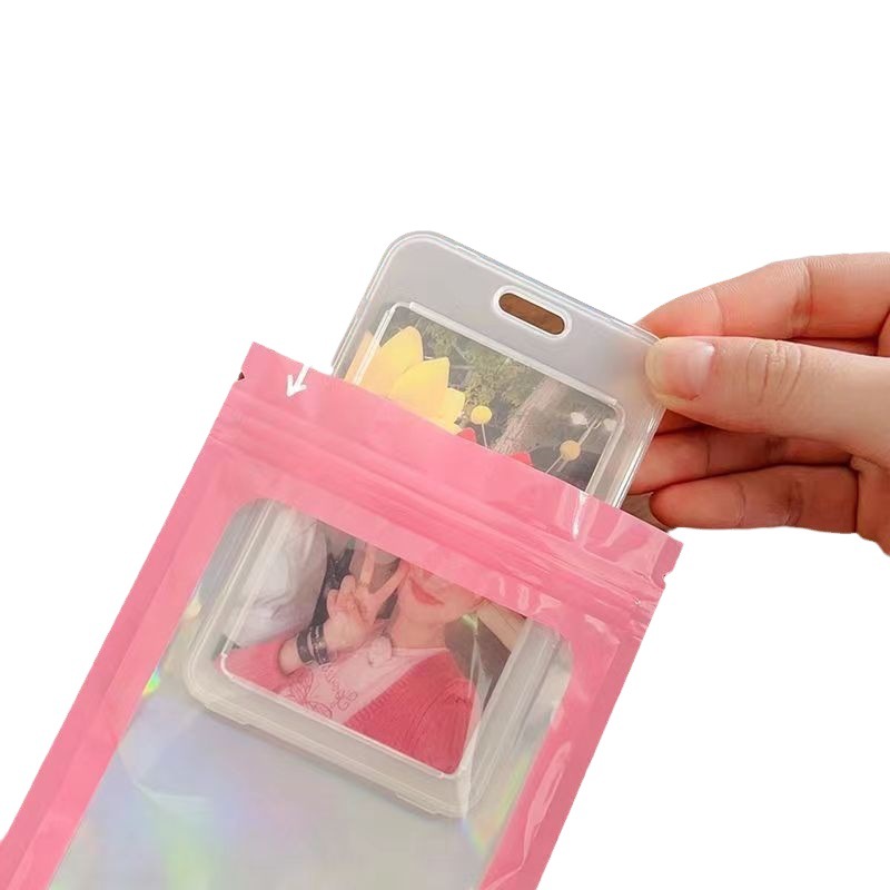 Color láser bolsa de almacenamiento ziplock Goo placa joyería engrosada bolsillo sellado tarjeta Goo material de embalaje regalo colorido