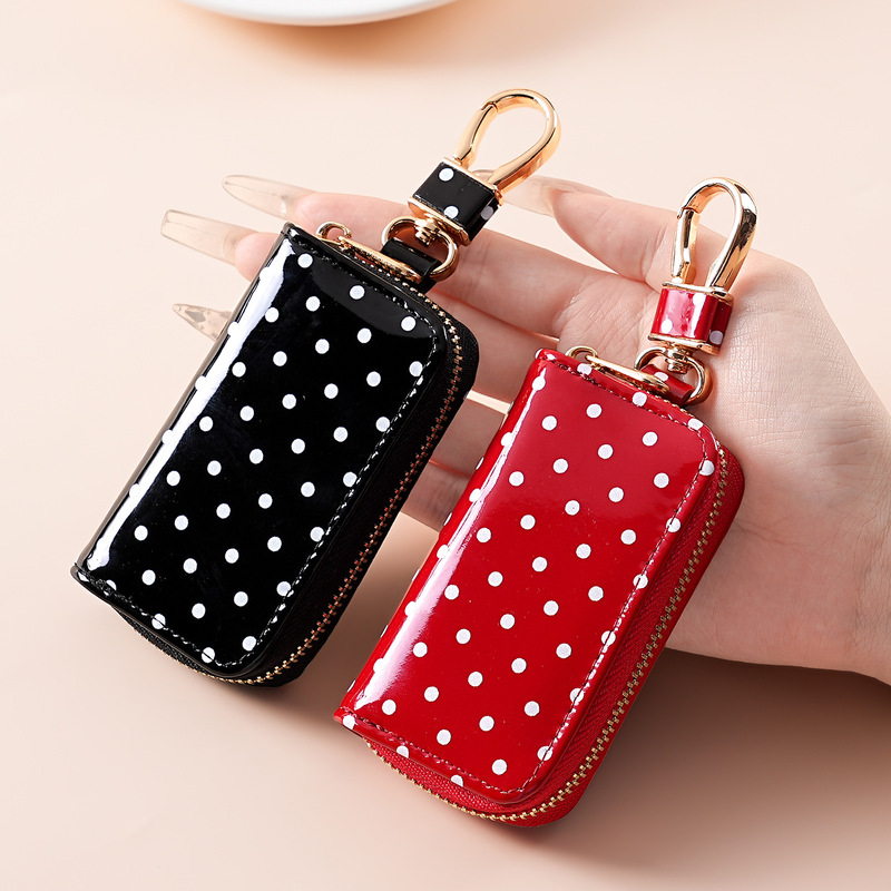 Cross-Border Niche Keychain Portable Key Bag, Car Key Storage Bag, Polka Dot Leather Car Key Protective Cover Cross-Border Niche Keychain Portable Key Bag, Car Key Storage Bag, Polka Dot Leather Car Key Protective Cover