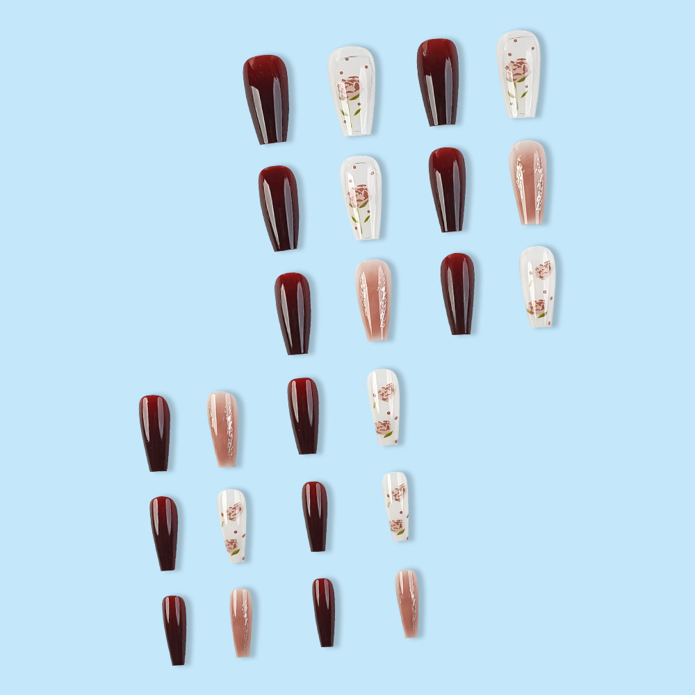 Uñas postizas transparentes color rosa para primavera y verano, puntas de uñas blanqueadoras color oolong, set de 24 piezas, uñas postizas removibles, lote mixto. image 4