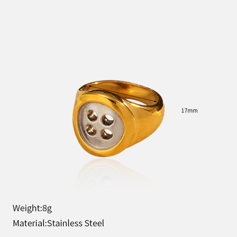 Anillo cerrado de acero titanio transfronterizo europeo y americano de Chenhé Jewelry, chapado en PVD con oro real de 18k, anillo de acero inoxidable que conserva el color, en stock. image 10