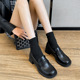 2024 Spring New Genuine Leather Hepburn Coarse Heels Small Leather Shoes Women's Retro High Heels Black Lefu Shoes Single Shoes Large