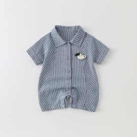 夏季男女宝宝薄款连体衣满月百天可爱哈衣洋气超萌爬爬服外出短袖