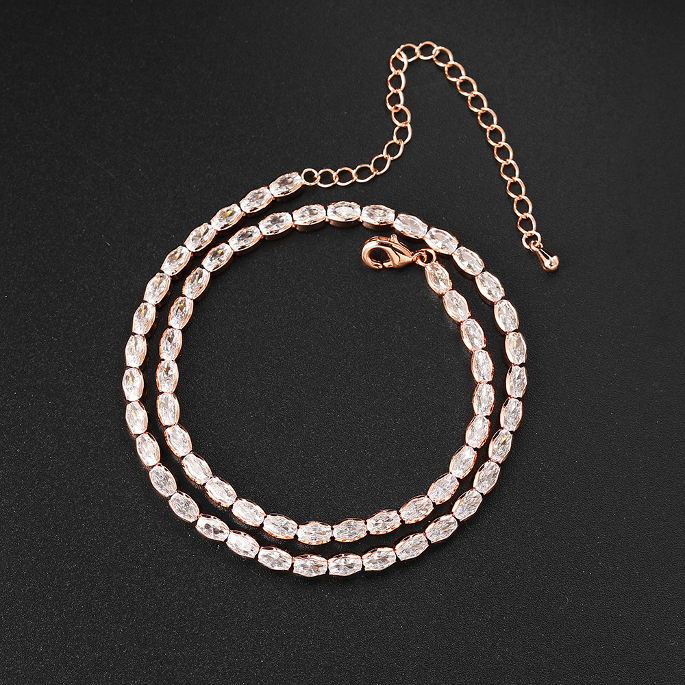Daily, Street Occasion Copper Rose Gold Plated White Gold Plated Gold Plated Plating Inlay Oval Zircon Necklace