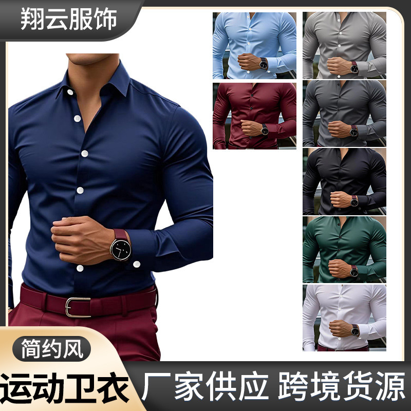 Cross-Border Ready-Made Autumn and Winter New Men's Long-Sleeved Shirts Business Spring and Autumn Thin Large Size Shirts Cross-Border Ready-Made Autumn and Winter New Men's Long-Sleeved Shirts Business Spring and Autumn Thin Large Size Shirts