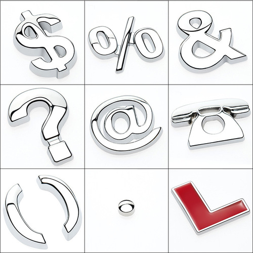 Suitable for car uppercase and lowercase letter stickers, English letters, car stickers, numbers, symbols, 3D personalized modified wordmarks and suffixes