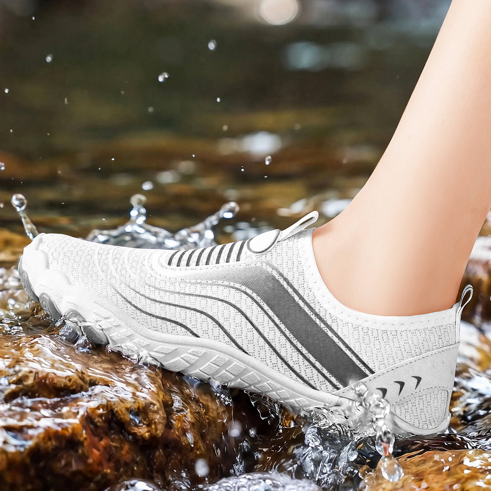 Verano nueva pareja de zapatos de retroceso de arroyo, zapatos deportivos de interior, zapatos de nadador de secado rápido, zapatos de nadar, zapatos de nadar al aire libre