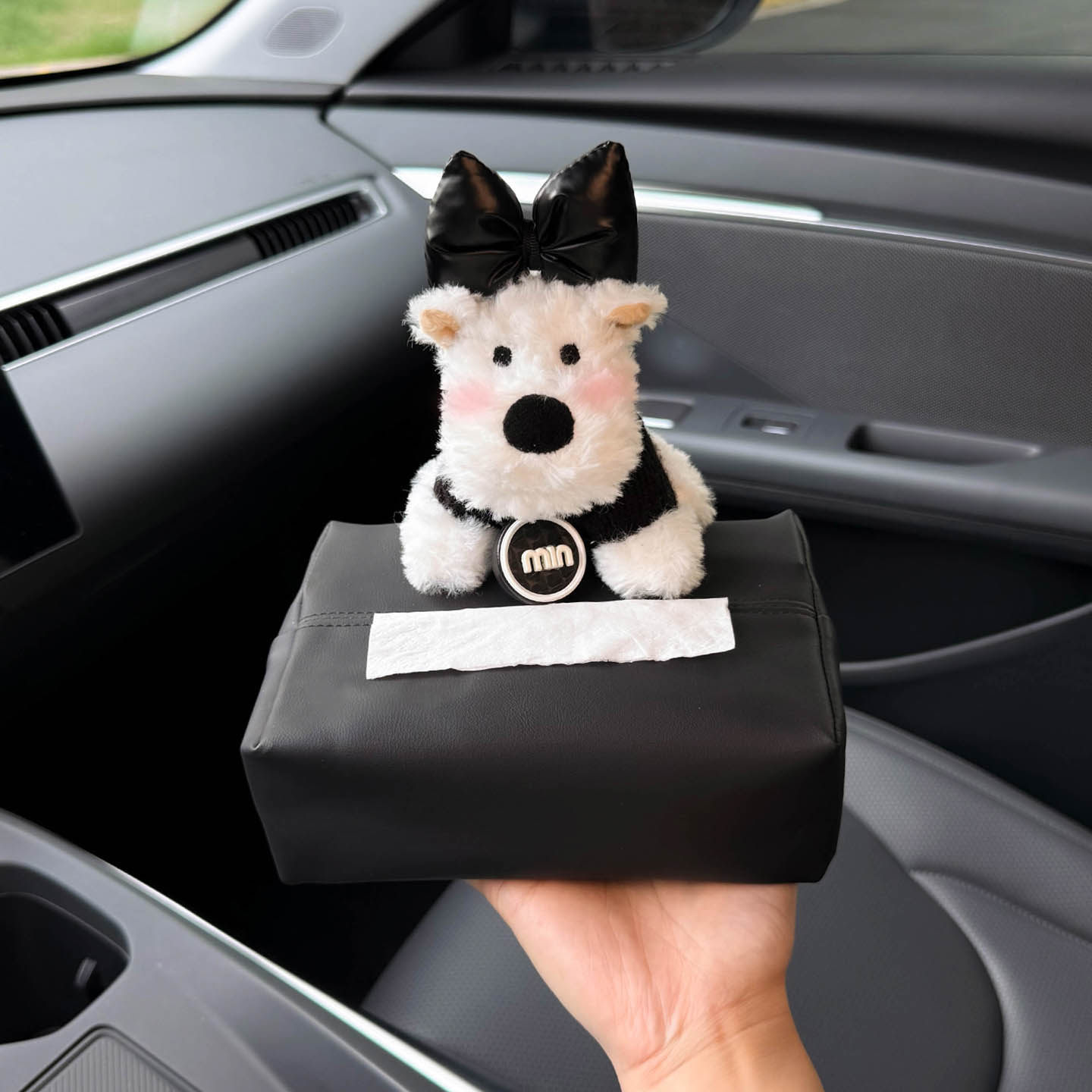 2026 New Model West Highland Car Tissue Box, Car Interior Armrest Box Tissue Holder, Seat-Mounted Car Tissue Bag, Cute