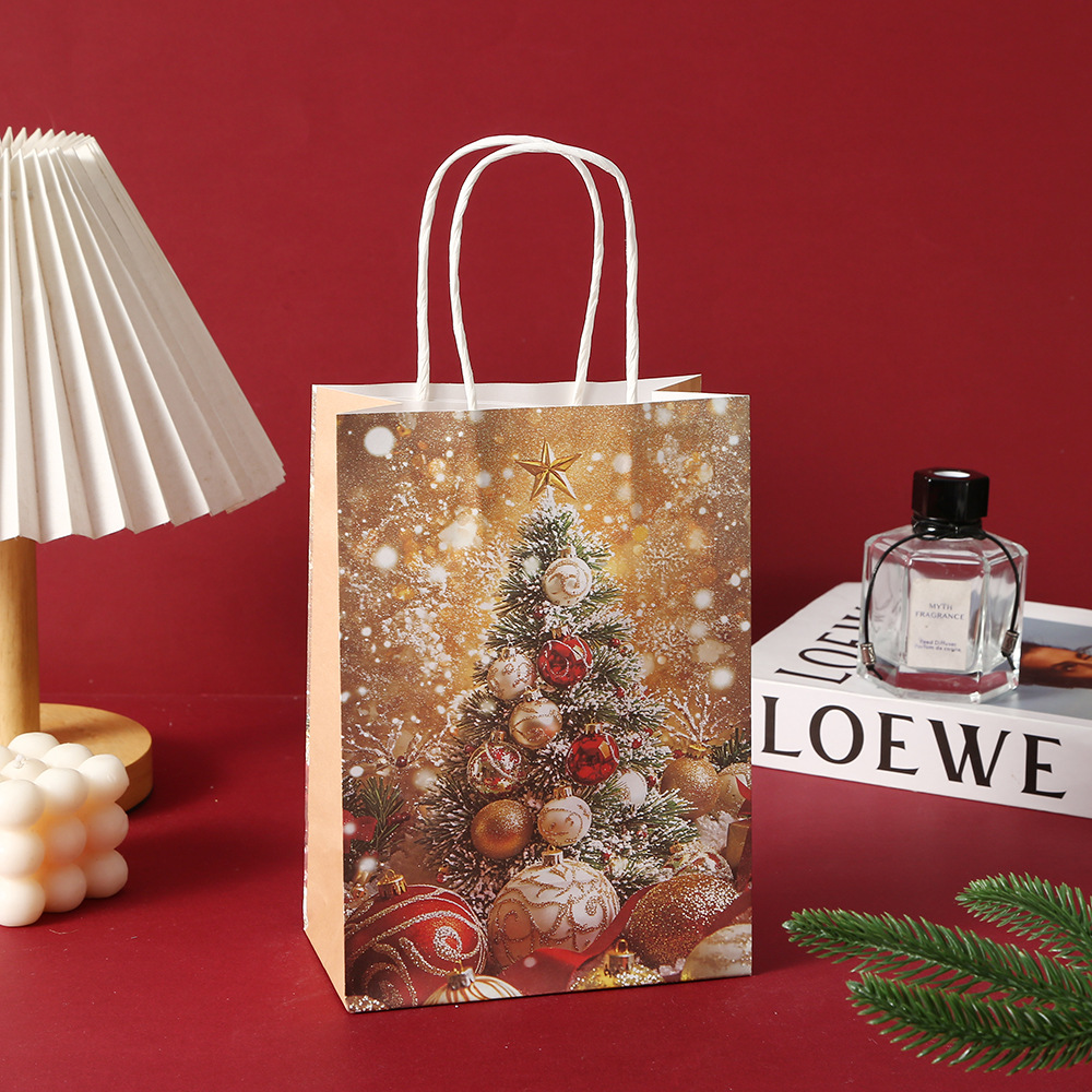 Bolsas de impresión de Navidad, bolsas de papel kraft engrosadas, bolsas de regalo, bolsas de papel, bolsas de regalo, bolsas de dulces