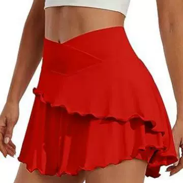 European and American Women's Tennis Skirt Cross Golf Short Skirt Pleated Light Sports Skirt with Pocket for Running Workout