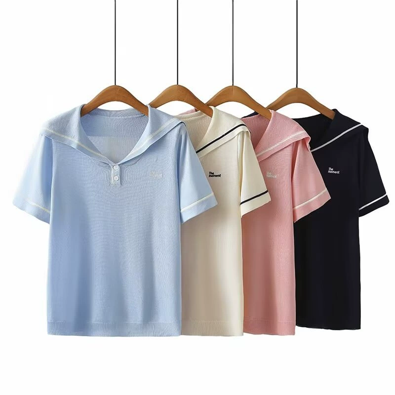 Лето 2025 Новый большой размер женская толстая сестра дышащая Tian шелк вязаный свитер с коротким рукавом топ 814