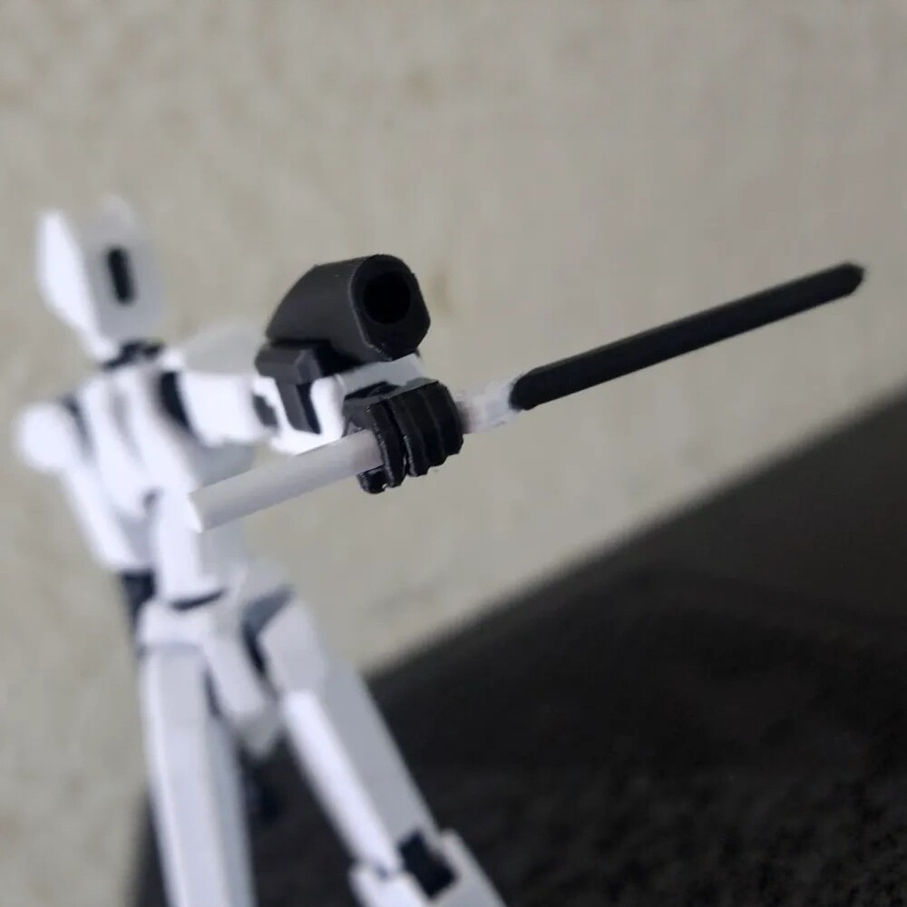 Ateles swords + armor 3D printed movable robot model with flexible joints and multiple weapons.