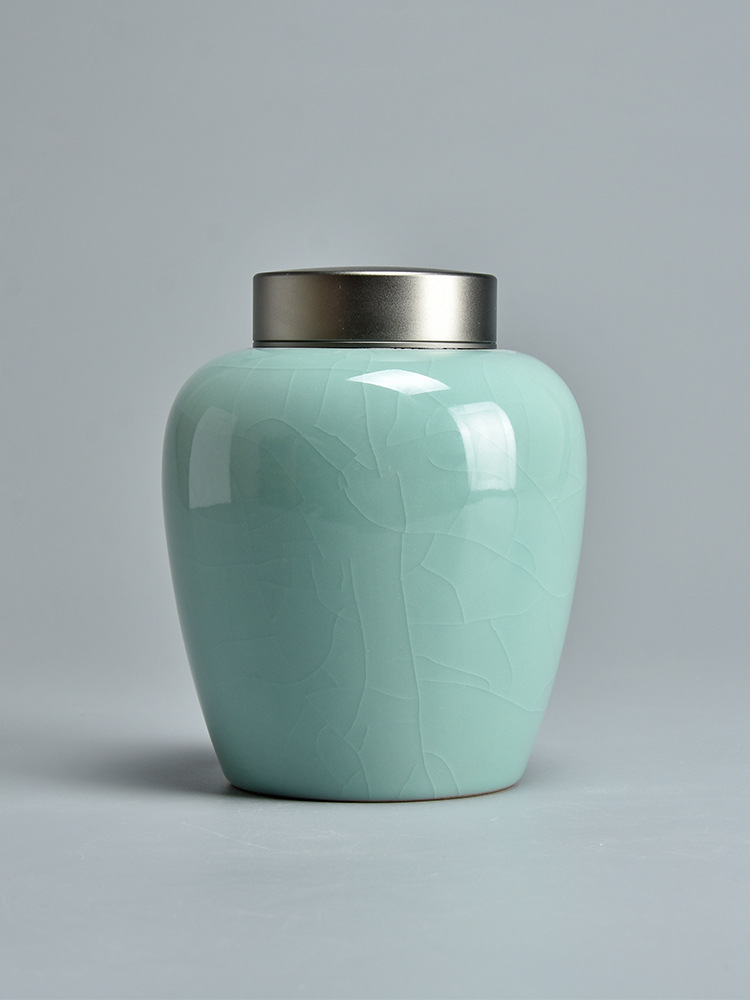 Celadon Goryeo Style Tea Caddy Ceramic Tea Can Empty Can for Green Tea Small Tea Storage Can Household Sealed Can