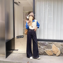3030秋尾单品牌清仓高腰弹力直筒阔腿裤福利