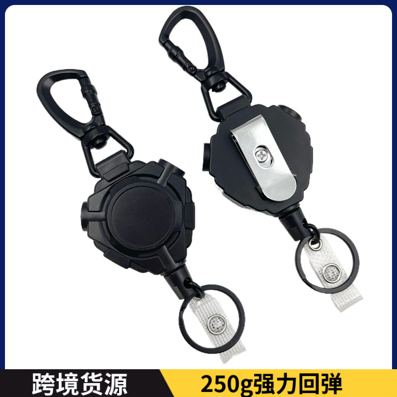High Elastic Telescopic Buckle Thickened Steel Wire Pull-String Easy-Pull Buckle Anti-Lost Backpack Telescopic Keychain with Back Clip Easy-Pull