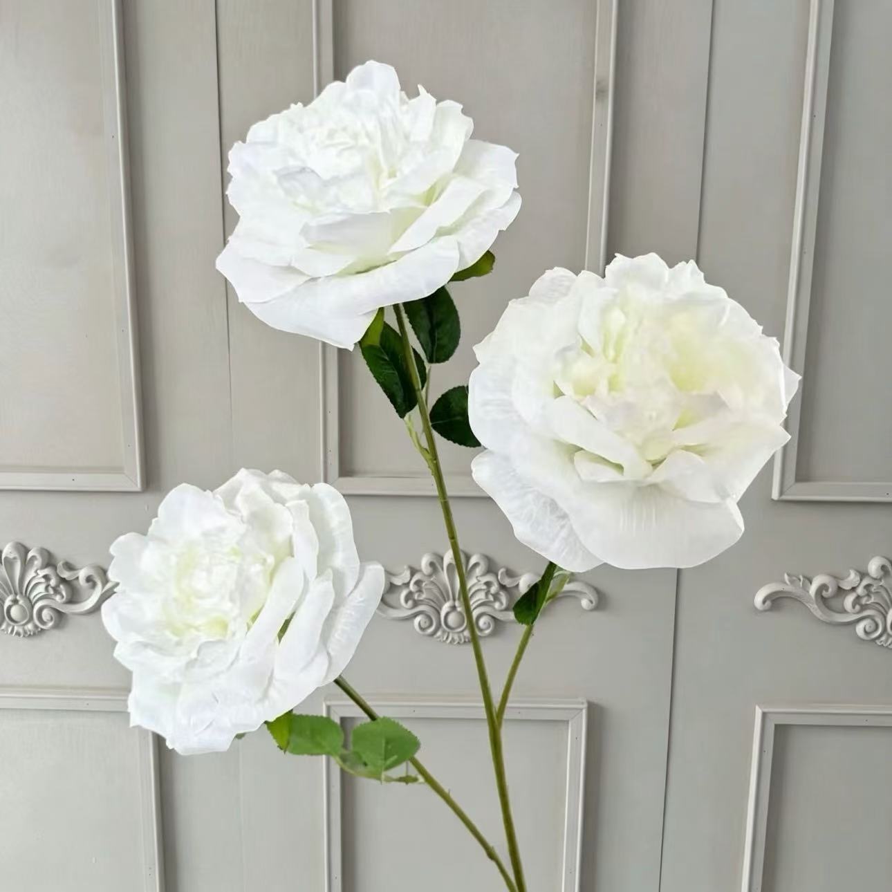 Flores artificiales blancas para decoración de escenarios, escaparates, arreglos de rosas, arte floral suave y composiciones florales.