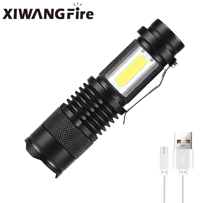 Nuevo mini linterna de aleación portátil UBS recargable telescópica zoom COB luz fuerte linterna al aire libre camping pequeña