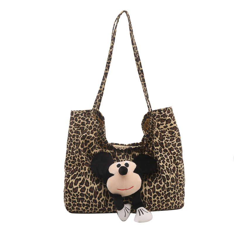 2024 nuevo Mickey muñeco bolso de hombro de gran capacidad leopardo bolso de dibujos animados bolso de moda de mujer bolso de viaje