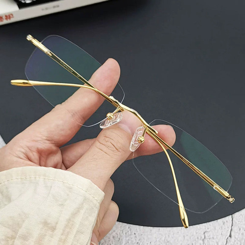 Rimless glasses pure titanium light titanium rimless myopia glasses for men online anti-blue light discoloration eye frames for women