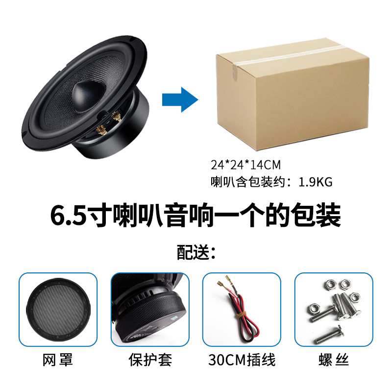 Jinggeyuan 6.5 インチ 8 オーム 30/50 ワット低音カーオーディオカーボンファイバー弾丸ラウンドスピーカースピーカー|undefined