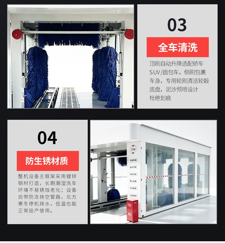 Fully automatic tunnel-type continuous car wash machine, commercial tunnel-style car wash equipment, high-speed service area continuous car wash machine