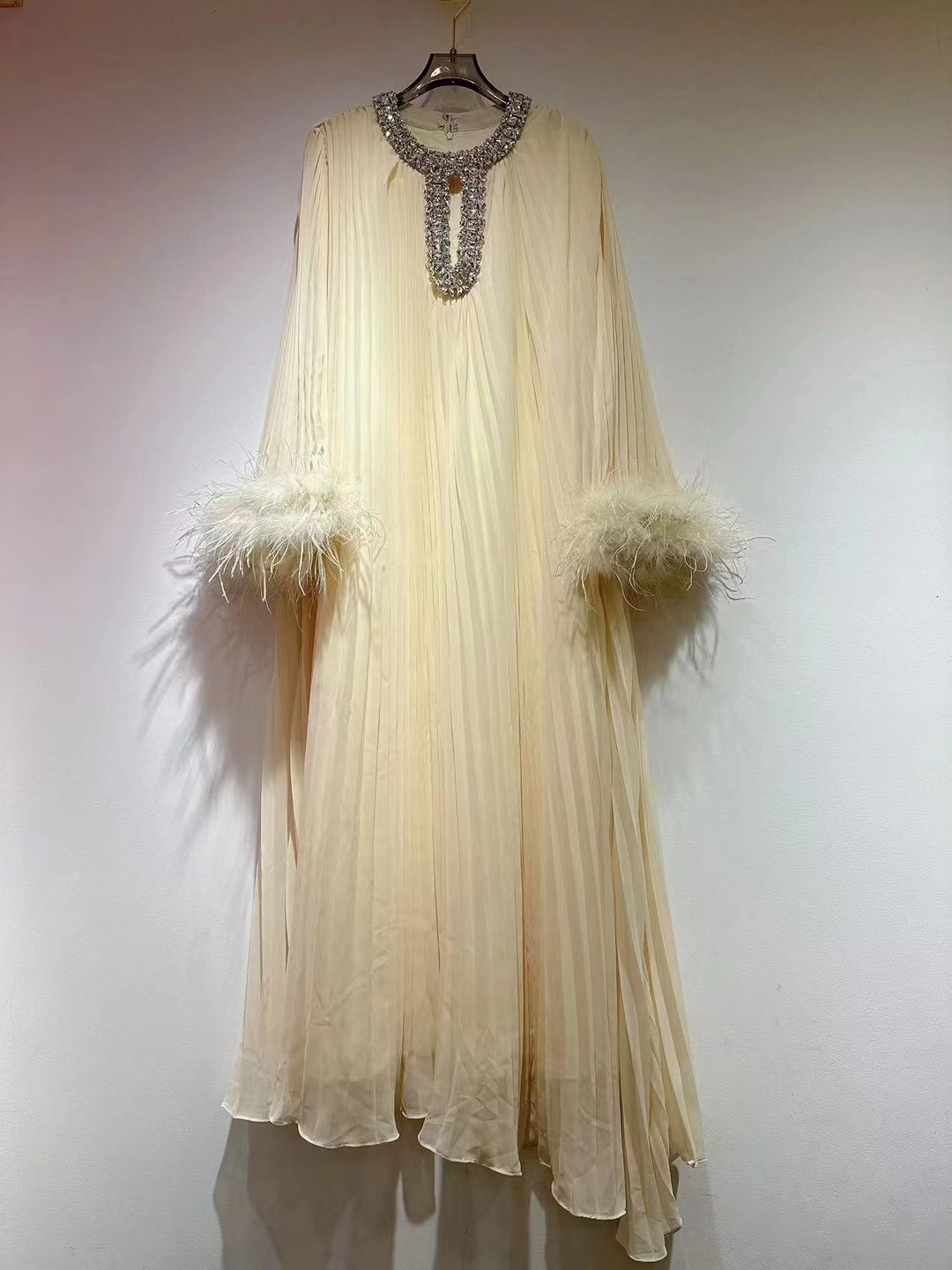 Women's Clothing Round Neck Light Luxury High end Celebrity Style Solid Color Dress_voghion.com