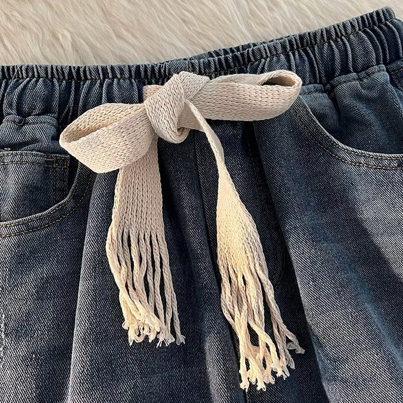 Pantalones jeans masculinos primavera y verano estilo de Hong Kong chic pantalones casuales rectos sueltos marca de moda de alta calle pantalones de piernas anchas