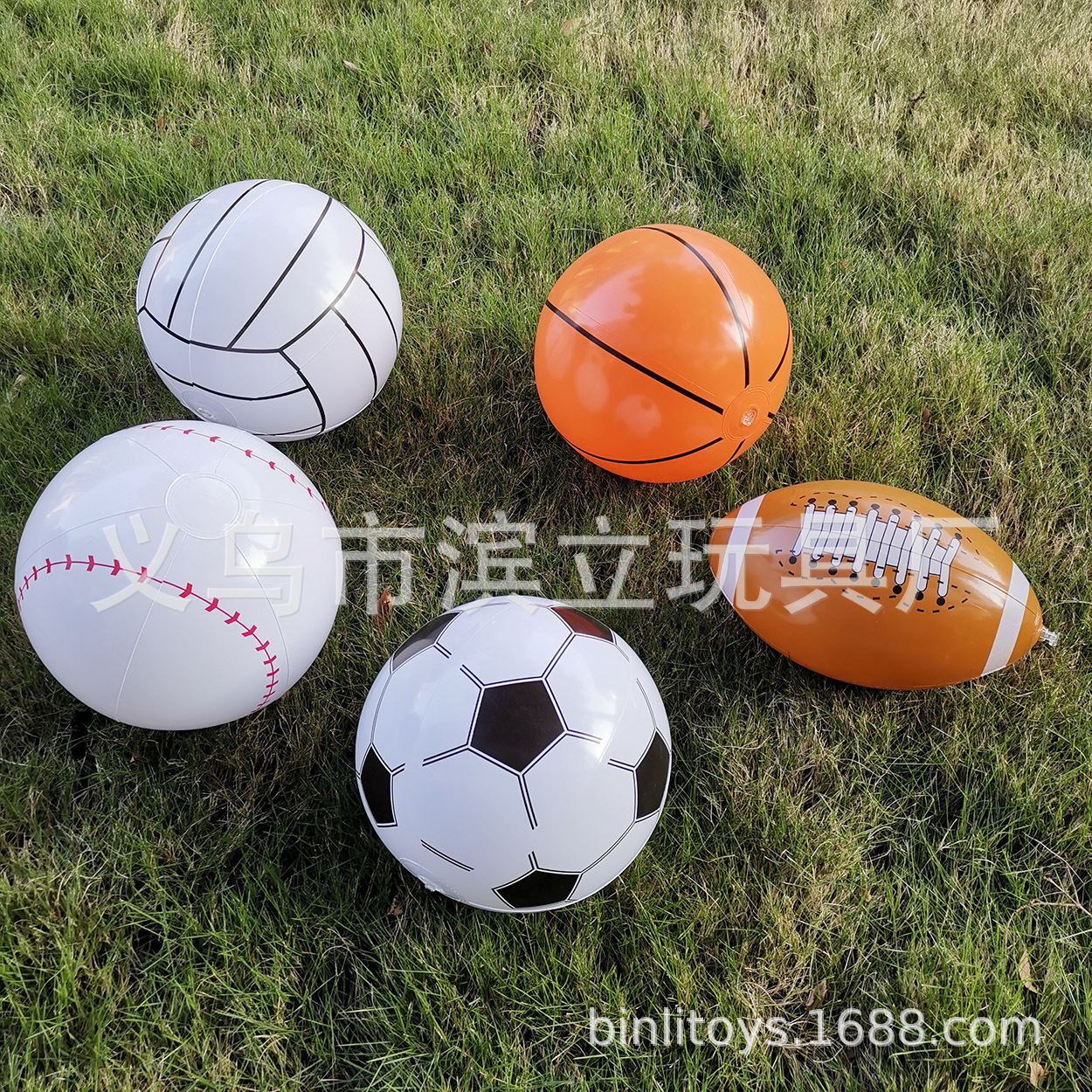 Cross-Border Hot Sale 16inch Inflatable Football Baseball Rugby Basketball Set Water Inflatable Sports Beach Ball