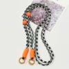 Adjustable long rope-black and white grid orange knot