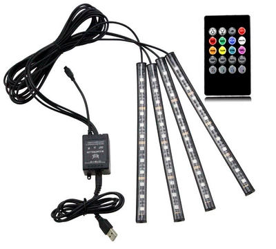 Cross-Border Led Car Interior Wireless Atmosphere Light with USB Cigarette Lighter, Infrared Voice Control, and Mobile App Control (Other lights) - 5v-usb-socket-48-lights-infrared-remote-control