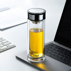 希諾雙層玻璃杯簡約商務高硼硅帶茶隔水杯帶禮盒送禮辦公茶杯