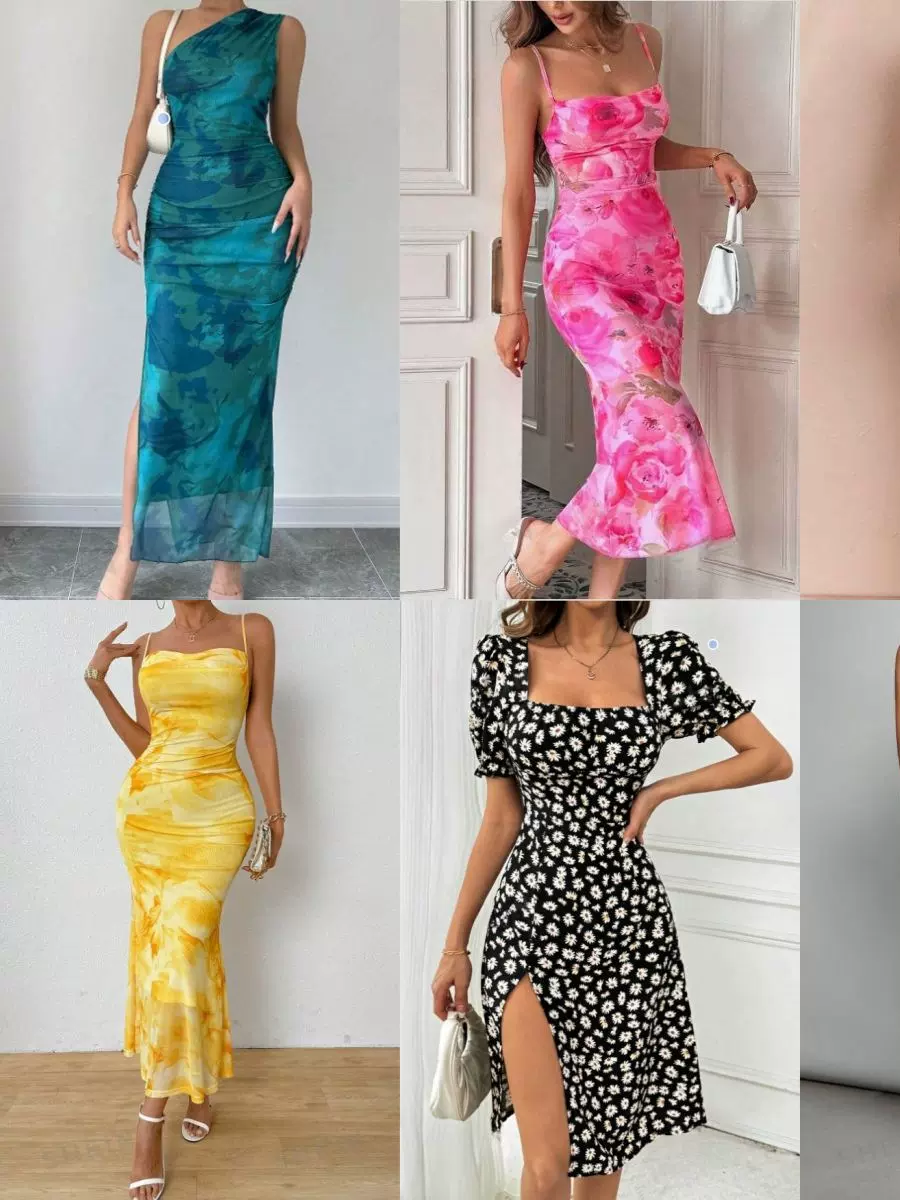 2024年跨境外贸女装上衣Dress亚马逊夏季新款女士gown工厂尾货