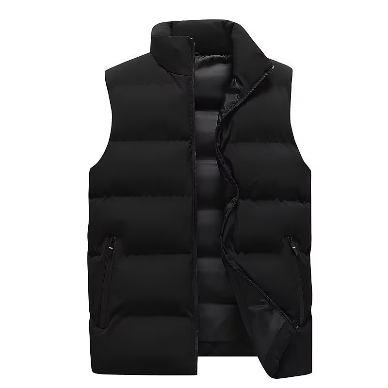 New Men's Cotton Vest, Casual Warm Cotton-padded Jacket, Sleeveless Vest, Plus Size, Solid Color, Tank Top